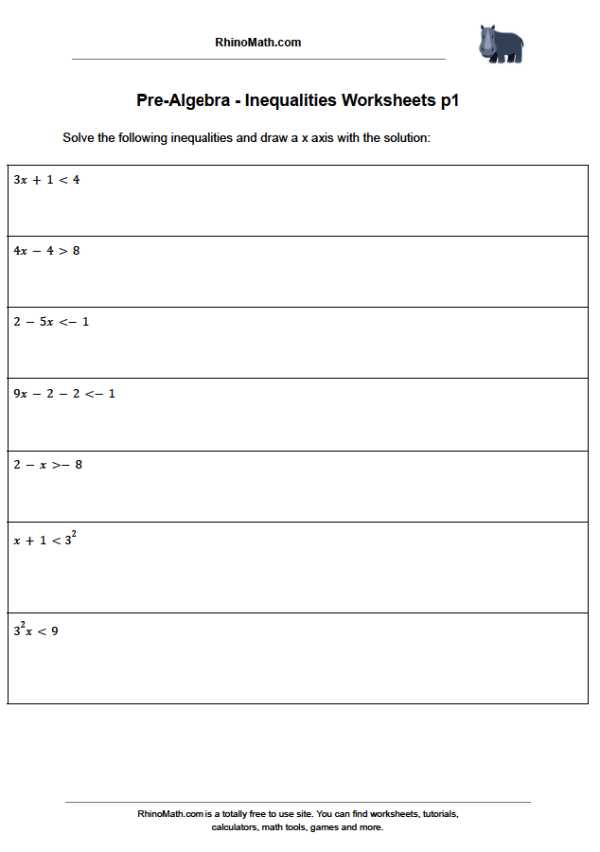 Pre Algebra Inequalities Worksheets-pt1