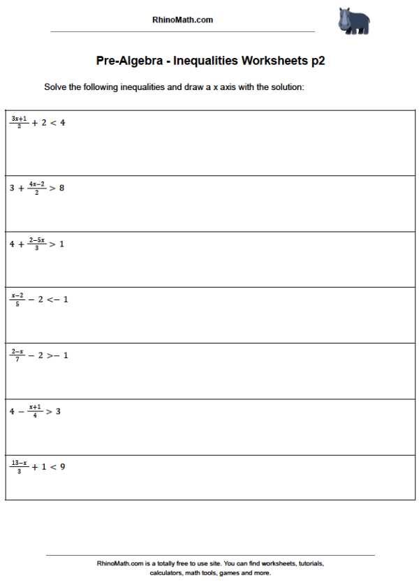 Read more about the article Pre-Algebra – Inequalities Worksheets pt2