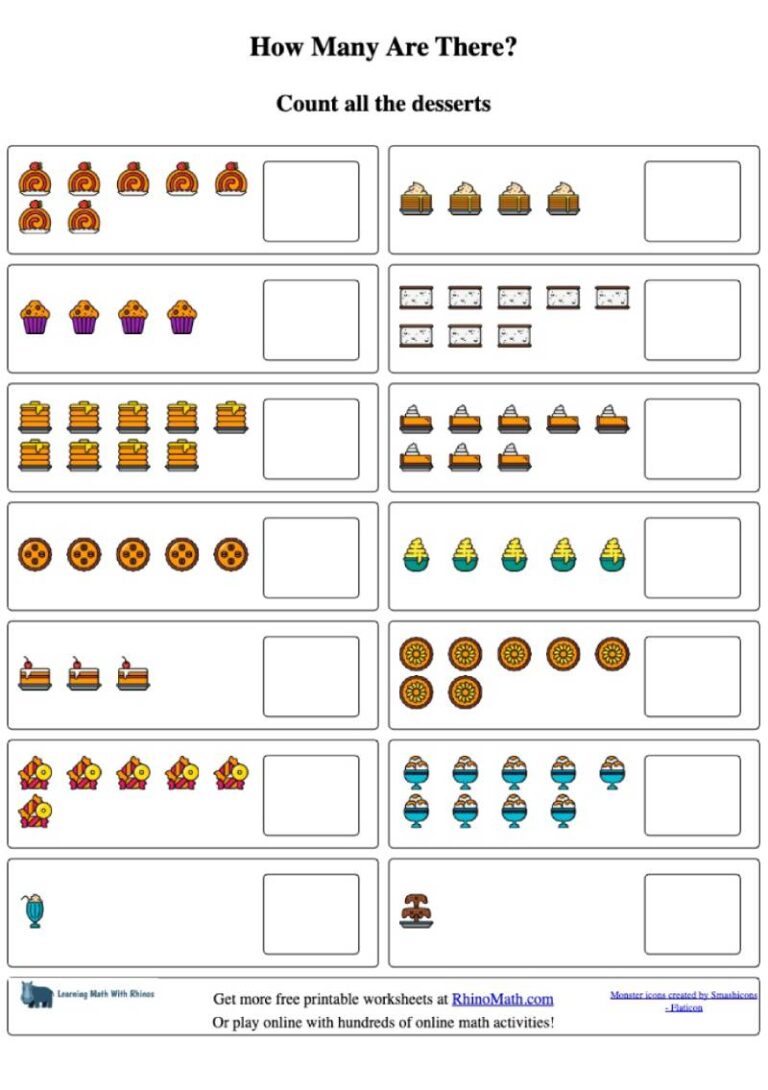 Count the desserts and write the total (1-10) -v1 - RhinoMath.com ...